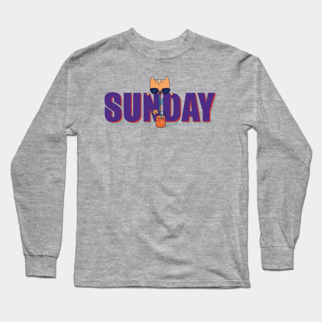 Cat Chilling on a Sunday Long Sleeve T-Shirt by mai jimenez